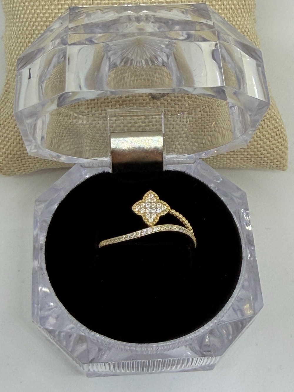 ✨ 14K Gold CZ Dainty Ring – Size 8